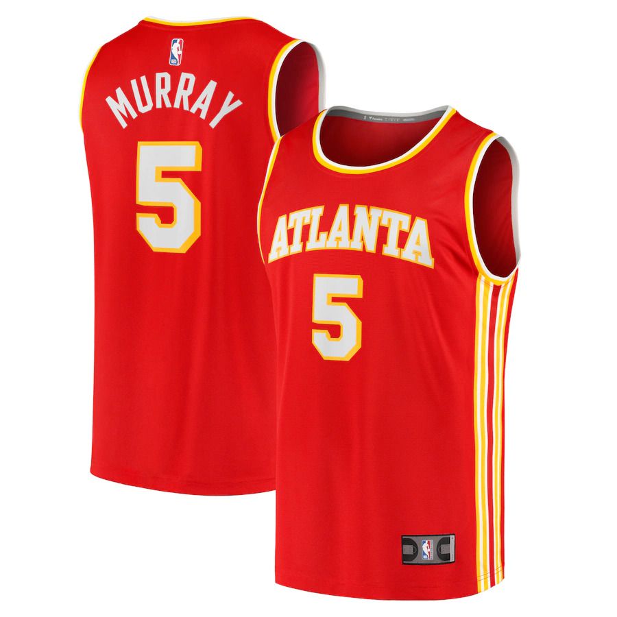Men Atlanta Hawks 5 Dejounte Murray Fanatics Branded Red Fast Break Replica NBA Jersey